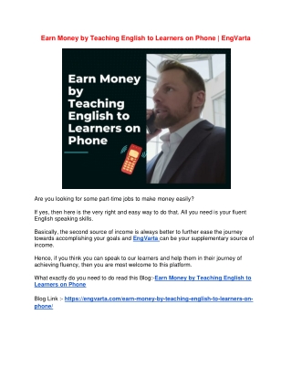 Earn Money by Teaching English to Learners on Phone