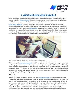 5 Digital Marketing Myths Debunked | Agency Partner Interactive