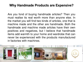 Why Handmade Products are Expensive?