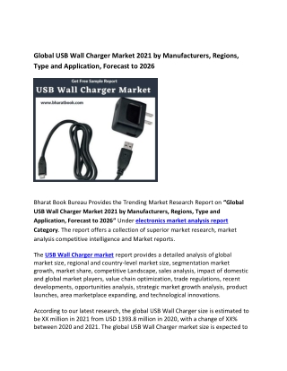 Global USB Wall Charger Market2021 Application Forecast to 2026