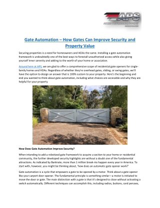 Gate Automation – How Gates Can Improve Security and Property Value