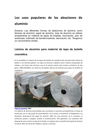 Los usos populares de las aleaciones de aluminio