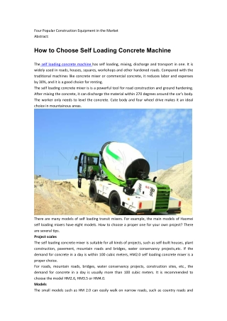Four Popular Construction Equipment in the Market