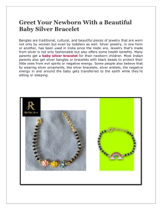Greet Your Newborn With a Beautiful Baby Silver Bracelet
