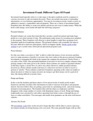 Investment Fraud: Different Types Of Fraud