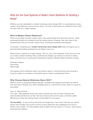 What Are the Good Qualities of Modern Stone Oklahoma for Building a House