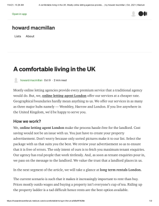 A comfortable living in the UK. Mostly online letting agencies provide… _ by howard macmillan