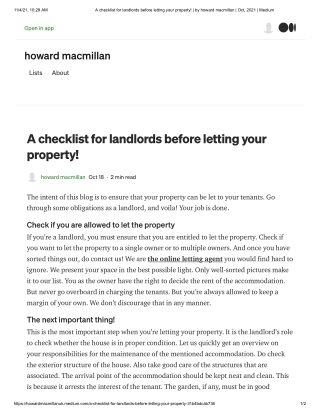 A checklist for landlords before letting your property! _ by howard macmillan
