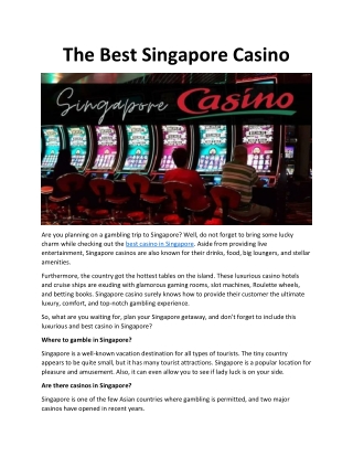 The Best Singapore Casino