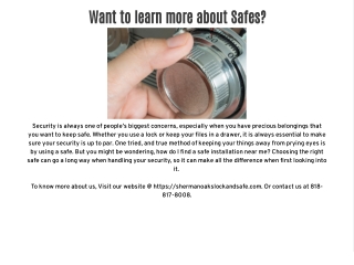 Want to learn more about Safes?