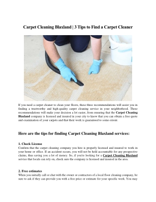 Carpet Cleaning Blaxland - 3 Tips to Find a Carpet Cleaner