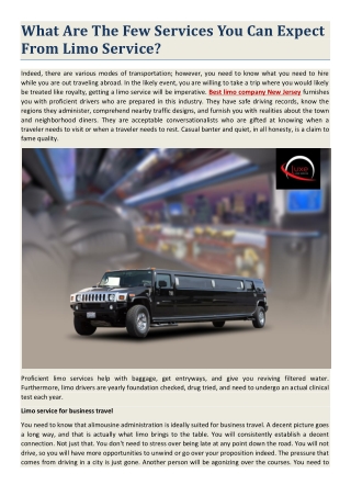 What Are The Few Services You Can Expect From Limo Services