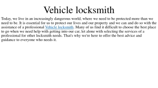 Vehicle locksmith