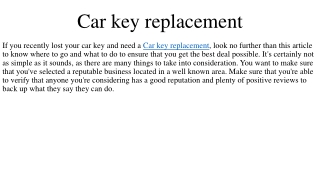 Car key replacement