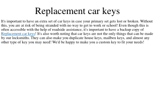 Replacement car keys