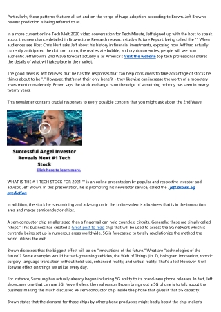 Jeff Brown Second Wave: Near Future Report (Tech Melt 2020)