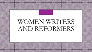 Women writers and reformers