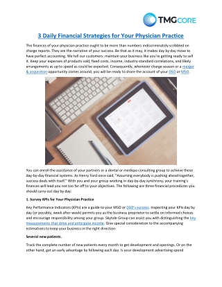 3 Daily Financial Strategies for Your Physician Practice