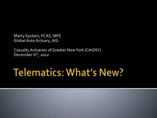 Telematics: What’s New?