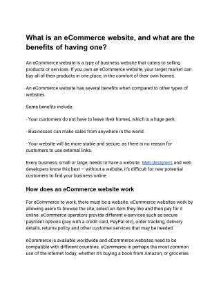 What is an eCommerce Website_