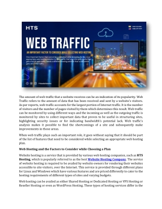 Web Traffic An Important Factor to Consider while Selecting Web Hosting