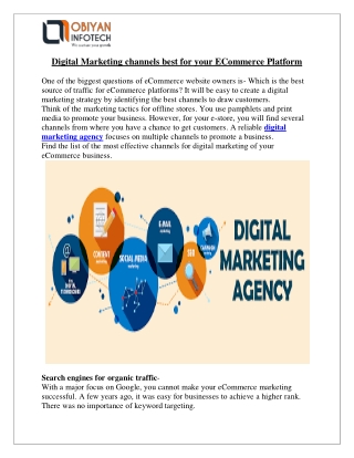 Digital Marketing channels best for your ECommerce Platform