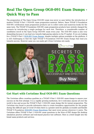 Get Success With Real The Open Group OG0-091 Dumps PDF [2021]
