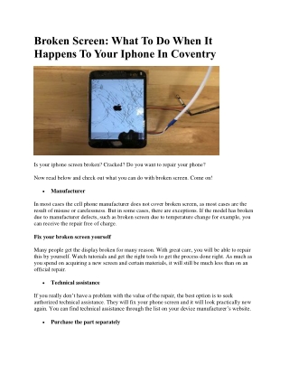 Broken screen: what to do when it happens to your iphone in Coventry