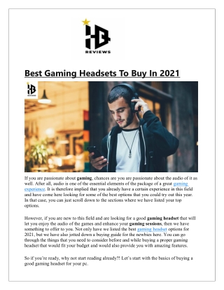 Best Gaming Headsets To Buy In 2021