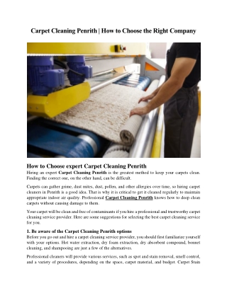 Carpet Cleaning Penrith - How to Choose the Right Company