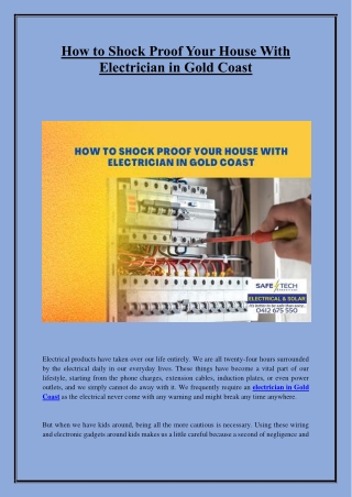 How to Shock Proof Your House With Electrician in Gold Coast