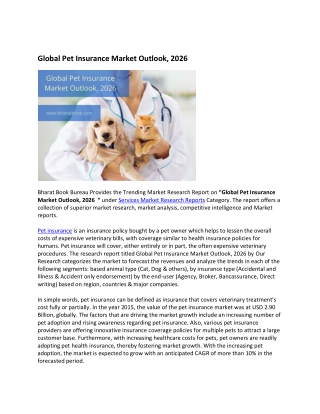 Global Pet Insurance Market Research Report 2021-2026