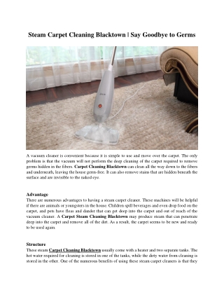 Steam Carpet Cleaning Blacktown - Say Goodbye to Germs