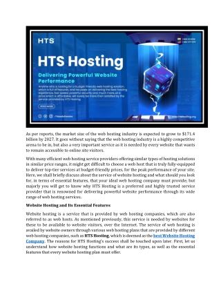 HTS Hosting:Delivering Powerful Website Performance