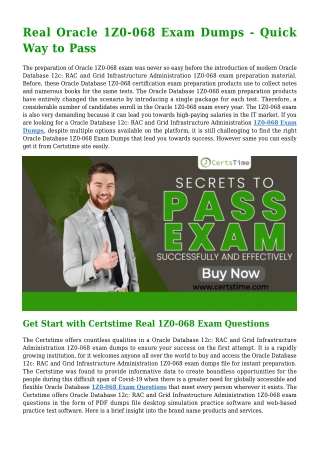New Released Oracle 1Z0-068 Dumps PDF [2021] - Download Free Demo