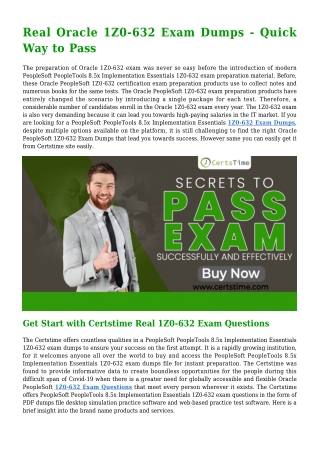 CertsTime's Updated  Oracle 1Z0-632 Dumps PDF (2021) - Guaranteed Success