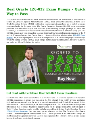 CertsTime's Updated  Oracle 1Z0-822 Dumps PDF (2021) - Guaranteed Success  