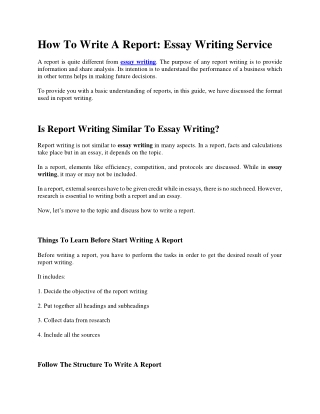 How to write a report- Essay Writing Service