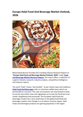 Europe Halal Food And Beverage Market Outlook, 2026