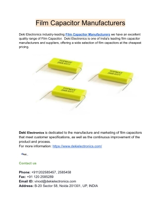 Top Film Capacitor Manufacturers