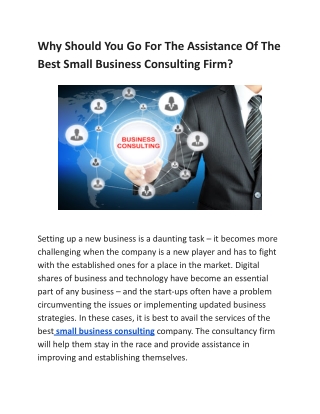 Why Should You Go For The Assistance Of The Best Small Business Consulting Firm