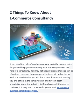 2 Things To Know About E-Commerce Consultancy