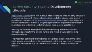 Baking Security Into the Development Lifecycle