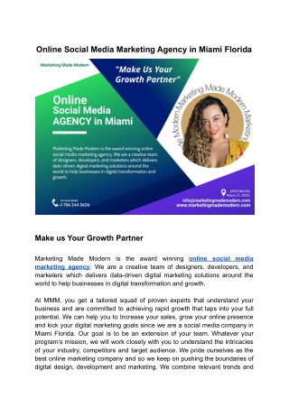 Online Social Media Marketing Agency in Miami Florida