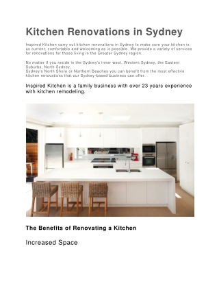 Kitchen Renovations in Sydney