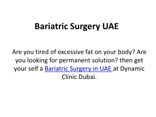 Bariatric Surgery UAE