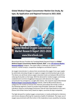 Global Medical Oxygen Concentrator Market Research Report 2021-2026