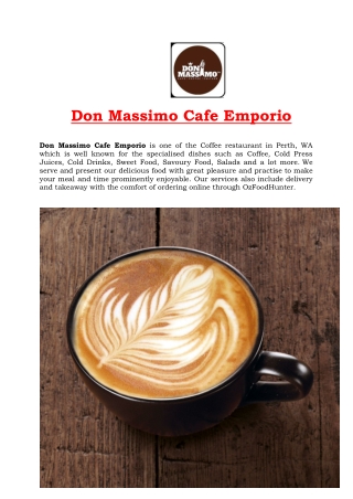 5% off - Don Massimo Cafe Emporio Restaurant Perth, WA