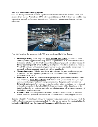 How POS transformed billing system-converted