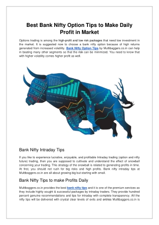 Best Bank Nifty Option Tips to Make Daily Profit in Market